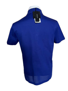 Neu mit Etikett: 425 $ Versace Medusa Blue Tailor Fit Baumwoll-Poloshirt M A87427 Hergestellt in Italien