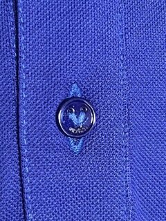 Neu mit Etikett: 425 $ Versace Medusa Blue Tailor Fit Baumwoll-Poloshirt M A87427 Hergestellt in Italien