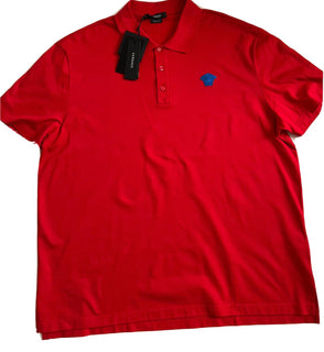NWT 425 $ Versace Medusa Red Tailor Fit Baumwoll-Poloshirt 5XL A87427 Italien