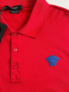NWT 425 $ Versace Medusa Red Tailor Fit Baumwoll-Poloshirt 5XL A87427 Italien