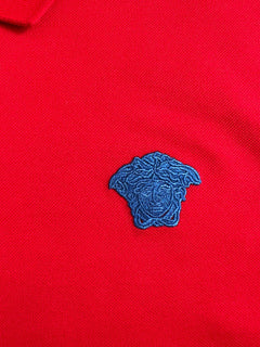 NWT 425 $ Versace Medusa Red Tailor Fit Baumwoll-Poloshirt 5XL A87427 Italien