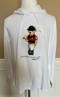 Neu mit Etikett: Polo Ralph Lauren Langarm-Bären-Sweatshirt mit Kapuze, Weiß, XL/TG 