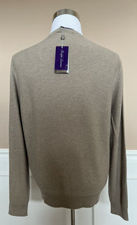 Neu mit Etikett: 795 $ Ralph Lauren Purple Label Haferflockenpullover aus Seide/Kaschmir XL Italien