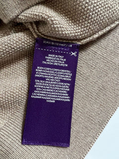Neu mit Etikett: 795 $ Ralph Lauren Purple Label Haferflockenpullover aus Seide/Kaschmir XL Italien