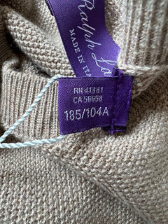 Neu mit Etikett: 795 $ Ralph Lauren Purple Label Haferflockenpullover aus Seide/Kaschmir XL Italien