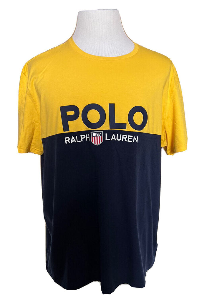 NWT 69,50 $ Polo Ralph Lauren Logo Gelb/Blau T-Shirt XL