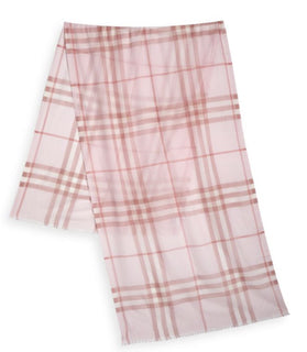 Neu mit Etikett: 420 $ Burberry Giant Check Gauze Wool/Seide Schal Alabaster Italien 87" L x 27,5" W 
