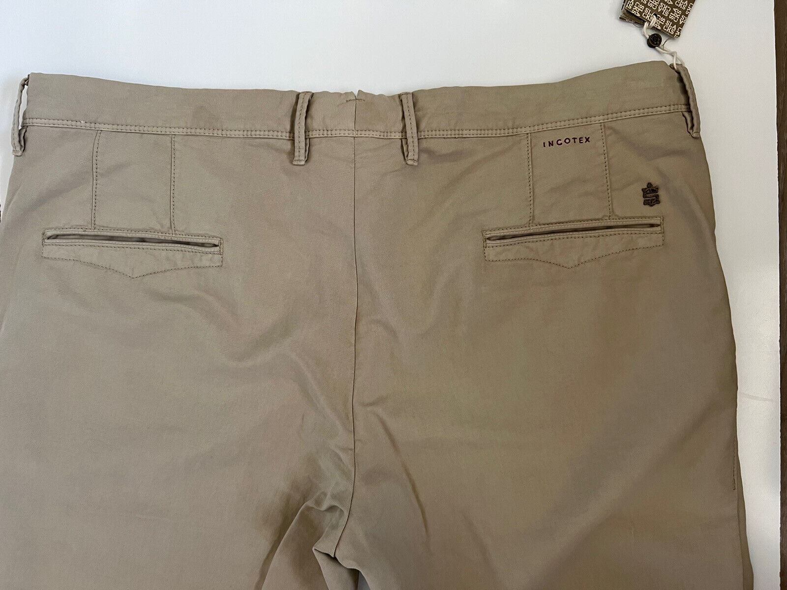 NWT 495 долларов США Incotex Мужские брюки узкого кроя бежевого цвета, размер 42 США