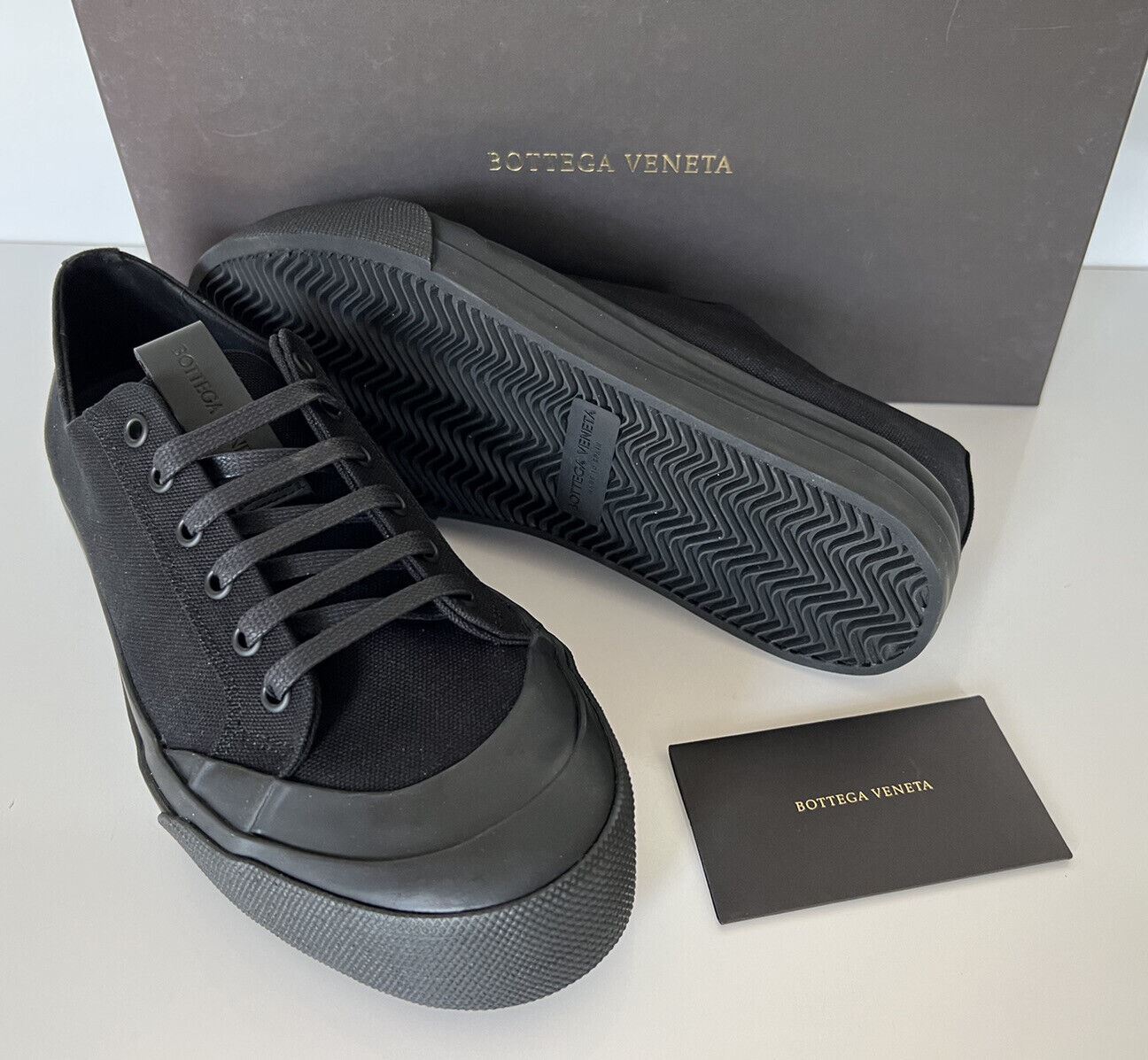 NIB $570 Bottega Veneta Men's Speedster Cutton Black Sneakers 8 US 611183 Spain