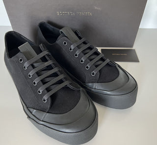 NIB $ 570 Bottega Veneta Herren Speedster Cutton Black Sneakers 8 US 611183 Spanien