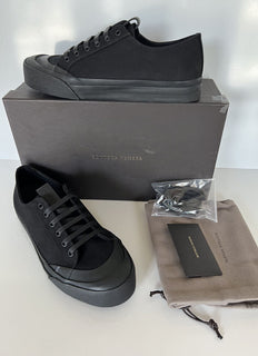 NIB $ 570 Bottega Veneta Herren Speedster Cutton Black Sneakers 8 US 611183 Spanien