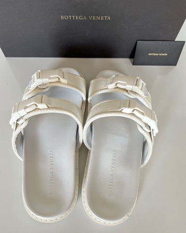 NIB $ 520 Bottega Veneta Herren-Slipper aus Leder/Canvas in Optikweiß 9 US 578262 