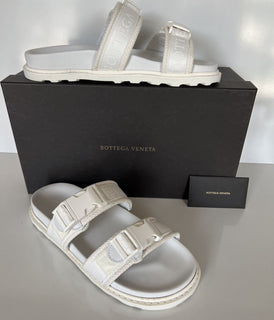 NIB $ 620 Bottega Veneta Herren-Slipper aus Leder/Canvas in Optikweiß 11 US 578262 