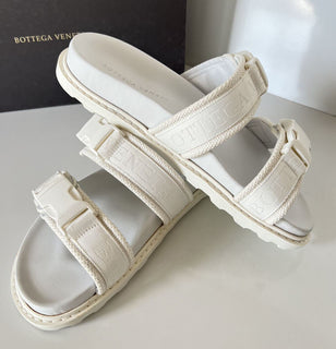 NIB $ 620 Bottega Veneta Herren-Slipper aus Leder/Canvas in Optikweiß 11 US 578262 