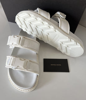 NIB $ 620 Bottega Veneta Herren-Slipper aus Leder/Canvas in Optikweiß 11 US 578262 