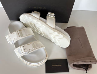 NIB $ 620 Bottega Veneta Herren-Slipper aus Leder/Canvas in Optikweiß 11 US 578262 