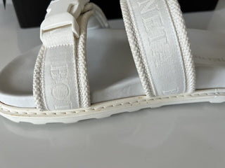 NIB $ 620 Bottega Veneta Herren-Slipper aus Leder/Canvas in Optikweiß 11 US 578262 