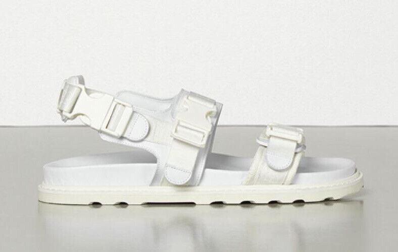 NIB $ 690 Bottega Veneta Herren-Sandalen aus Leder/Canvas in Optikweiß 9 US 578263 