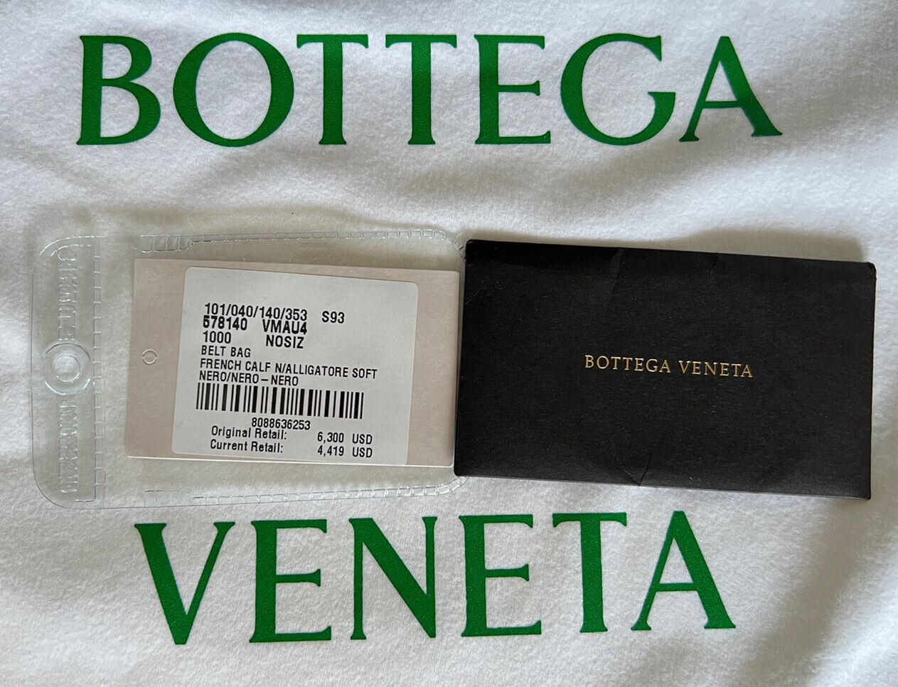 NWT $6300 Сумка Bottega Veneta из кожи аллигатора, черный ремень/пояс/боди 578140 