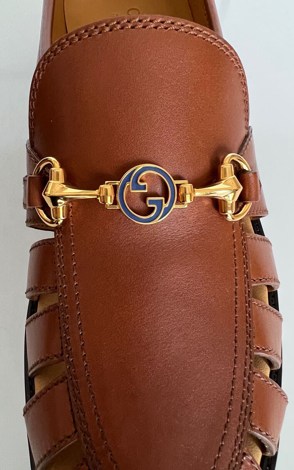 NIB Gucci Herren-Slipper aus braunem Horsebit-Leder mit Ausschnittdetails 9 US 624848 