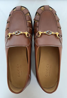 NIB Gucci Herren-Slipper aus braunem Horsebit-Leder mit Ausschnittdetails 9 US 624848 