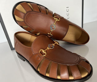 NIB Gucci Herren-Slipper aus braunem Horsebit-Leder mit Ausschnittdetails 9 US 624848 