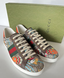 NIB Gucci Herren Donald Duck Sneakers 10,5 US (Gucci 10) Hergestellt in Italien 647950 