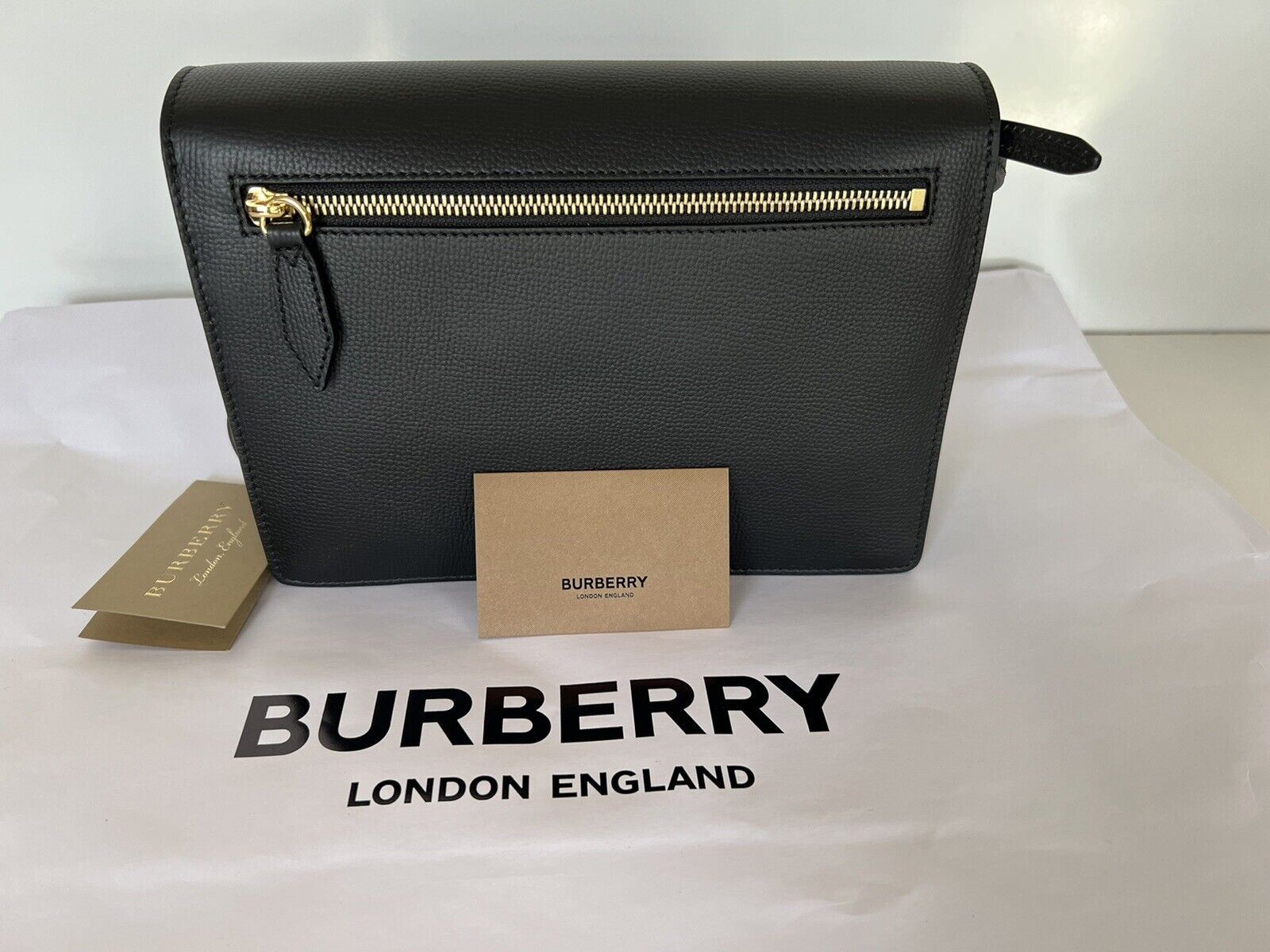 NWT Burberry Small Macken House Check Derby Leather Cross Body Bag Black 3980825