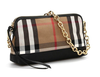 Neu mit Etikett: Burberry Abingdon House Check Derby Leder Umhängetasche Schwarz 4014741 Italien