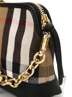 Neu mit Etikett: Burberry Abingdon House Check Derby Leder Umhängetasche Schwarz 4014741 Italien