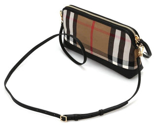 Neu mit Etikett: Burberry Abingdon House Check Derby Leder Umhängetasche Schwarz 4014741 Italien