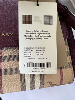 Neu mit Etikett: Burberry London Small Loxley Haymarket Check Dark Plum Umhängetasche 8037917 