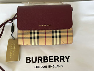 Neu mit Etikett: Burberry London Small Loxley Haymarket Check Dark Plum Umhängetasche 8037917 