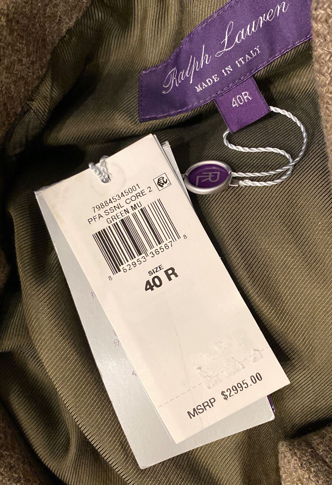 NWT $2995 Ralph Lauren Purple Label Мужское пальто из шерсти и шелка зеленого цвета, размер 40, Италия 