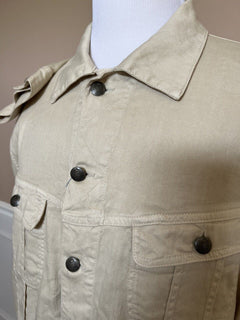 Neu mit Etikett: 795 $ Ralph Lauren Purple Label Leinen/Baumwolle Herren-Hellbraunjacke 2XL Italien 
