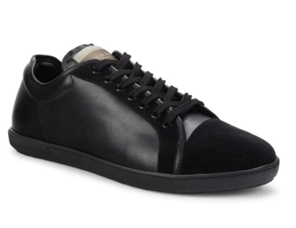 Neue $675 Giorgio Armani Herren-Sneakers aus schwarzem Leder 11 US X2X109 Italien 