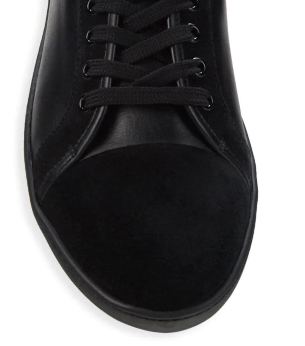 New $675 Giorgio Armani Men’s Black Leather Sneakers 11 US X2X109 Italy