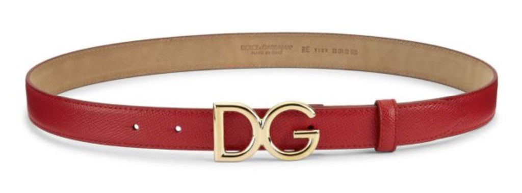 NIB 345 $ Dolce&amp;Gabbana DG Logo Ledergürtel Rot BE1325 34/85 Hergestellt in Italien 
