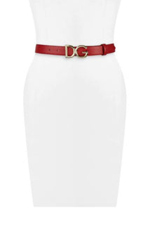 NIB 345 $ Dolce&amp;Gabbana DG Logo Ledergürtel Rot BE1325 34/85 Hergestellt in Italien 