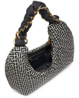 Neu mit Etikett: 1.650 $ BALMAIN Monogram Ivory Black Pillow Hobo Bag Hergestellt in Italien 