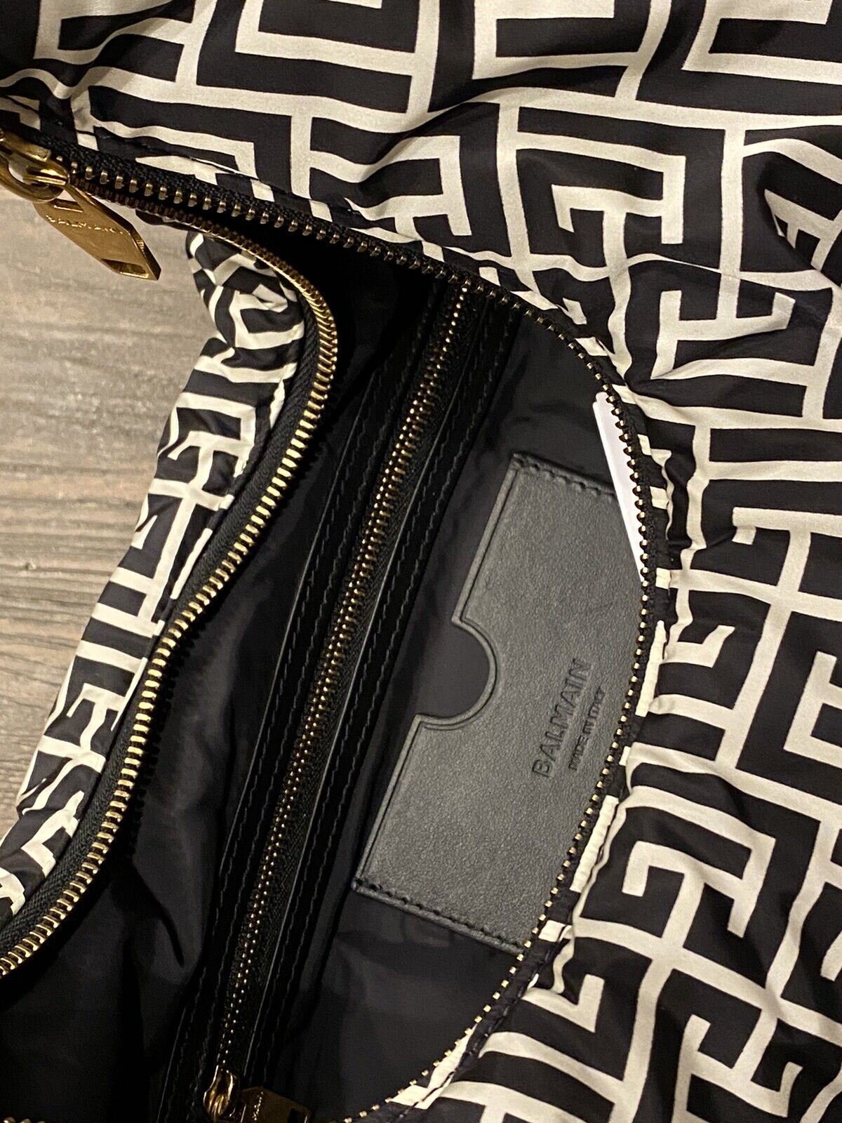 NWT $1650 BALMAIN Monogram Ivory Black Pillow Hobo Bag Made in Italy