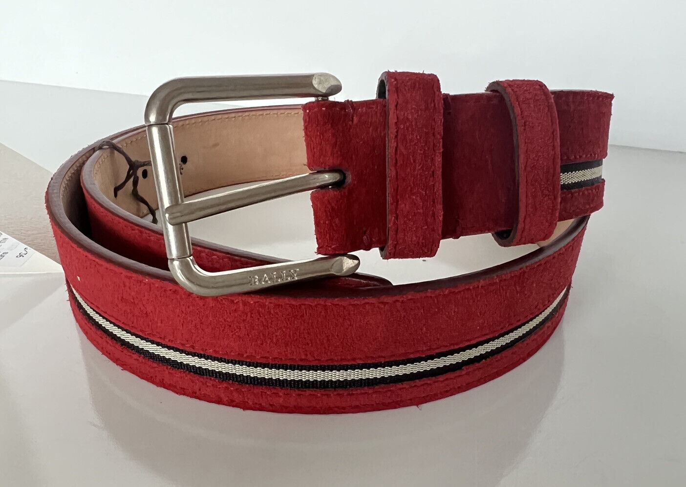 NIB $275 Bally Men's Suede Red Belt 40/100 Made in Italy