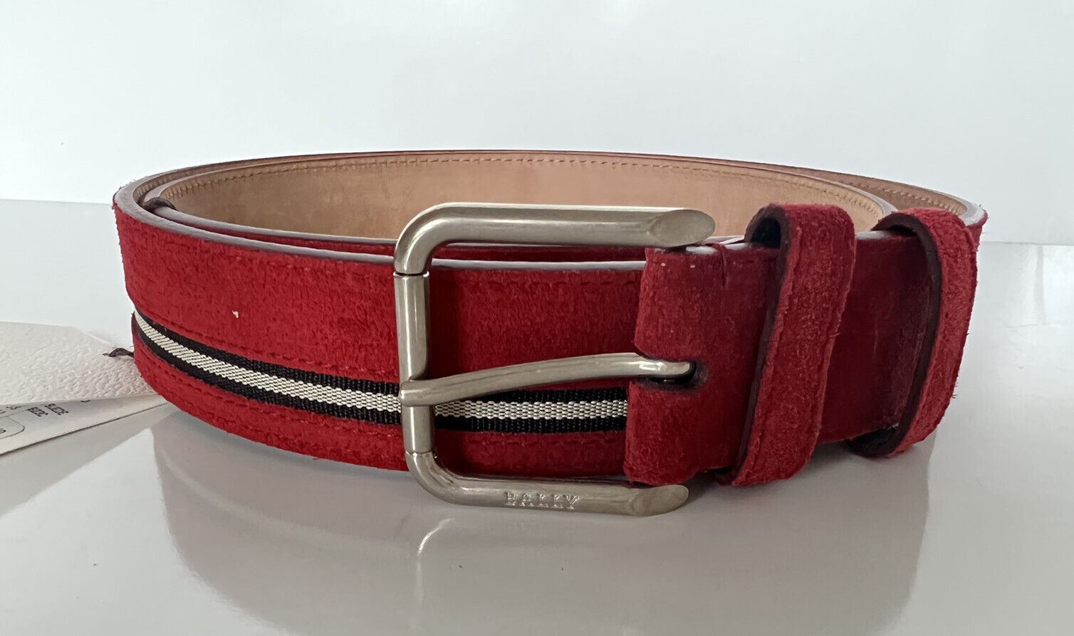 NIB $275 Bally Men's Suede Red Belt 40/100 Made in Italy