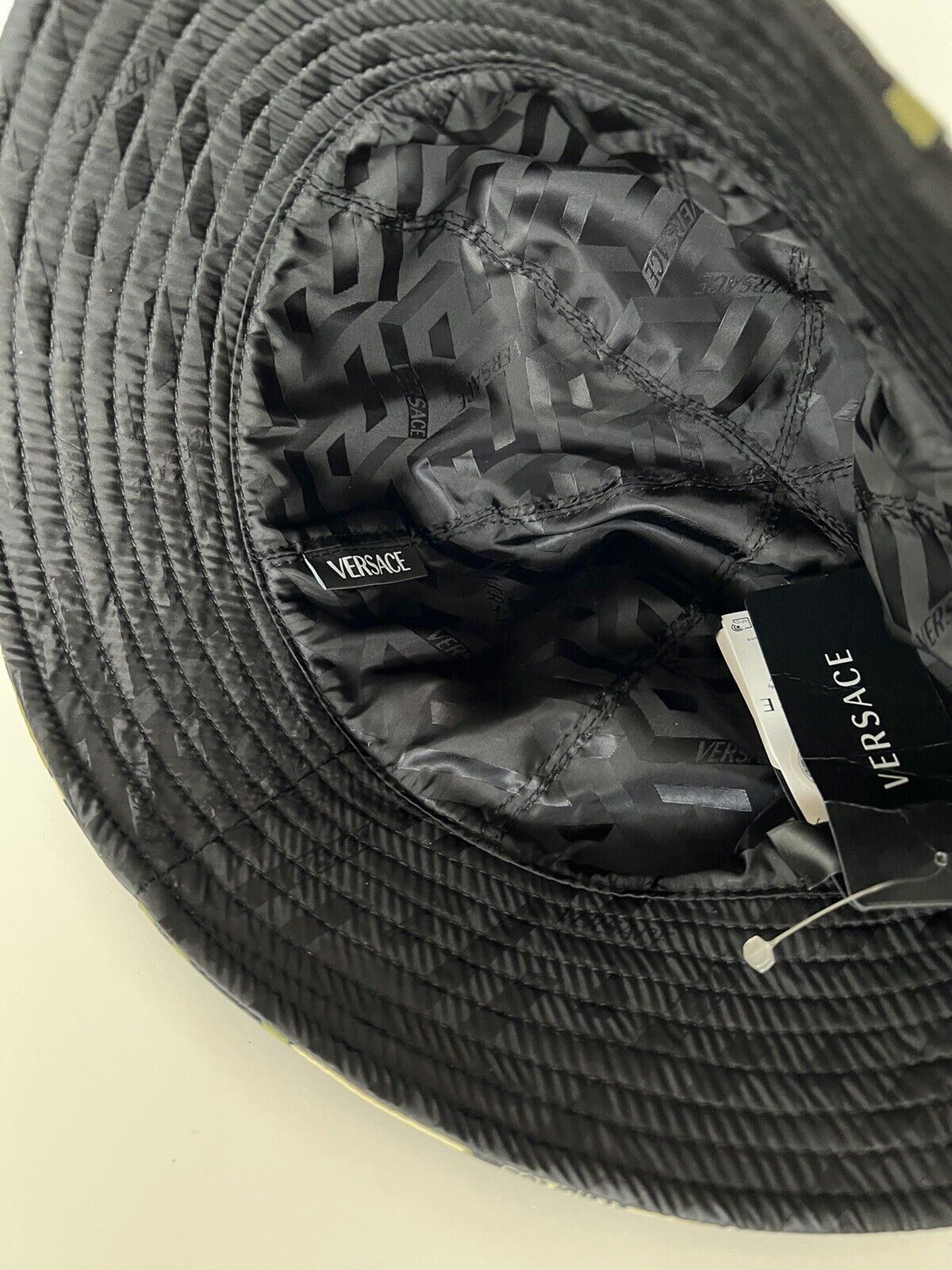 NWT $350 Versace La Greca Print Bucket Hat Kaki 58 (L)