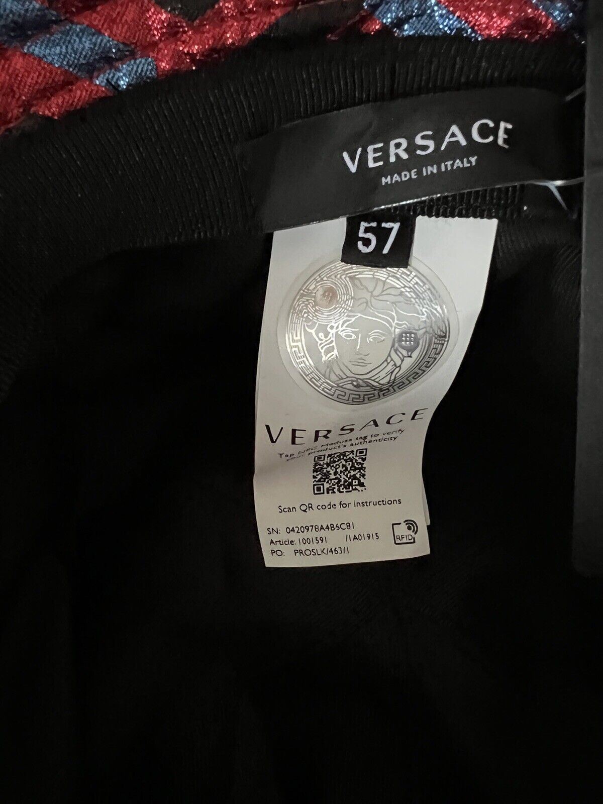 Neu mit Etikett: 350 $ Versace Fischerhut mit La Greca-Print Rot M (57 Euro)