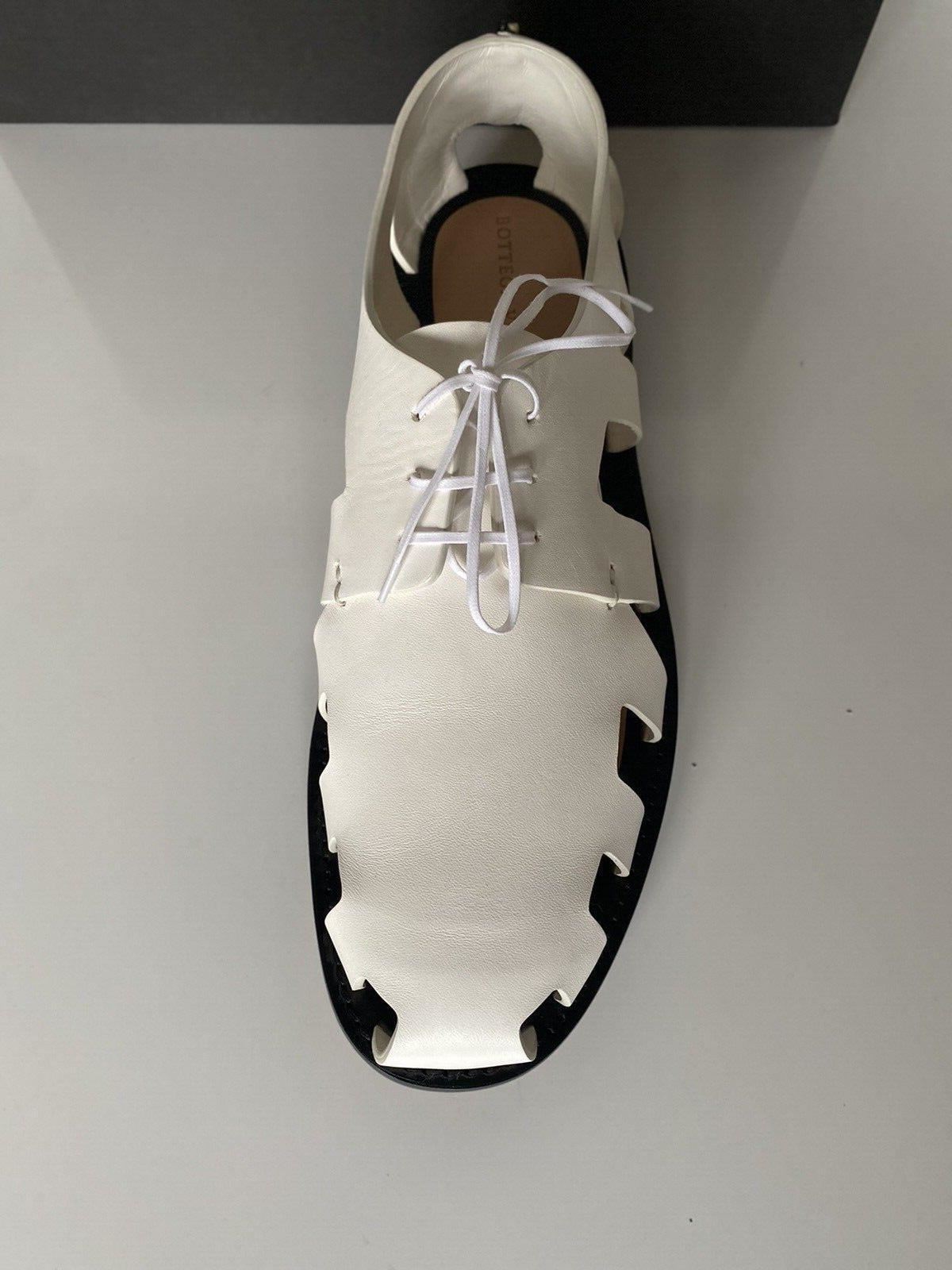NIB Bottega Veneta Men's Derby Leather White Shoes Cut-out Details 8.5 US 574829