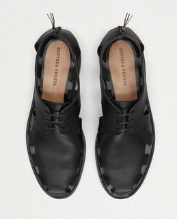 NIB 890 $ Bottega Veneta Herren-Derby-Lederschuhe, Ausschnittdetails 11,5 US 574829