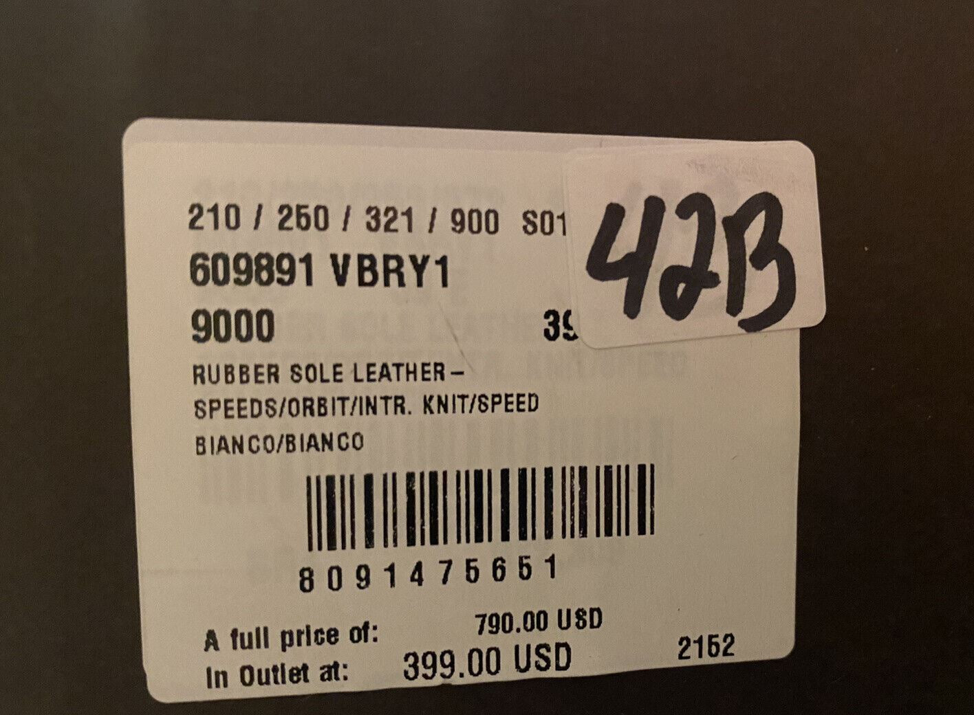 СПИ $790 Bottega Veneta Мужские белые кроссовки Scar Tex 6 США (39 евро) 609891 