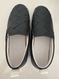 NIB $ 760 Bottega Veneta Intrecciato Kalbsleder Graue Schuhe 8,5 US 578303 Italien 