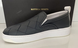 NIB $ 760 Bottega Veneta Intrecciato Kalbsleder Graue Schuhe 8,5 US 578303 Italien 